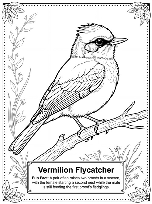 Vermilion Flycatcher coloring page