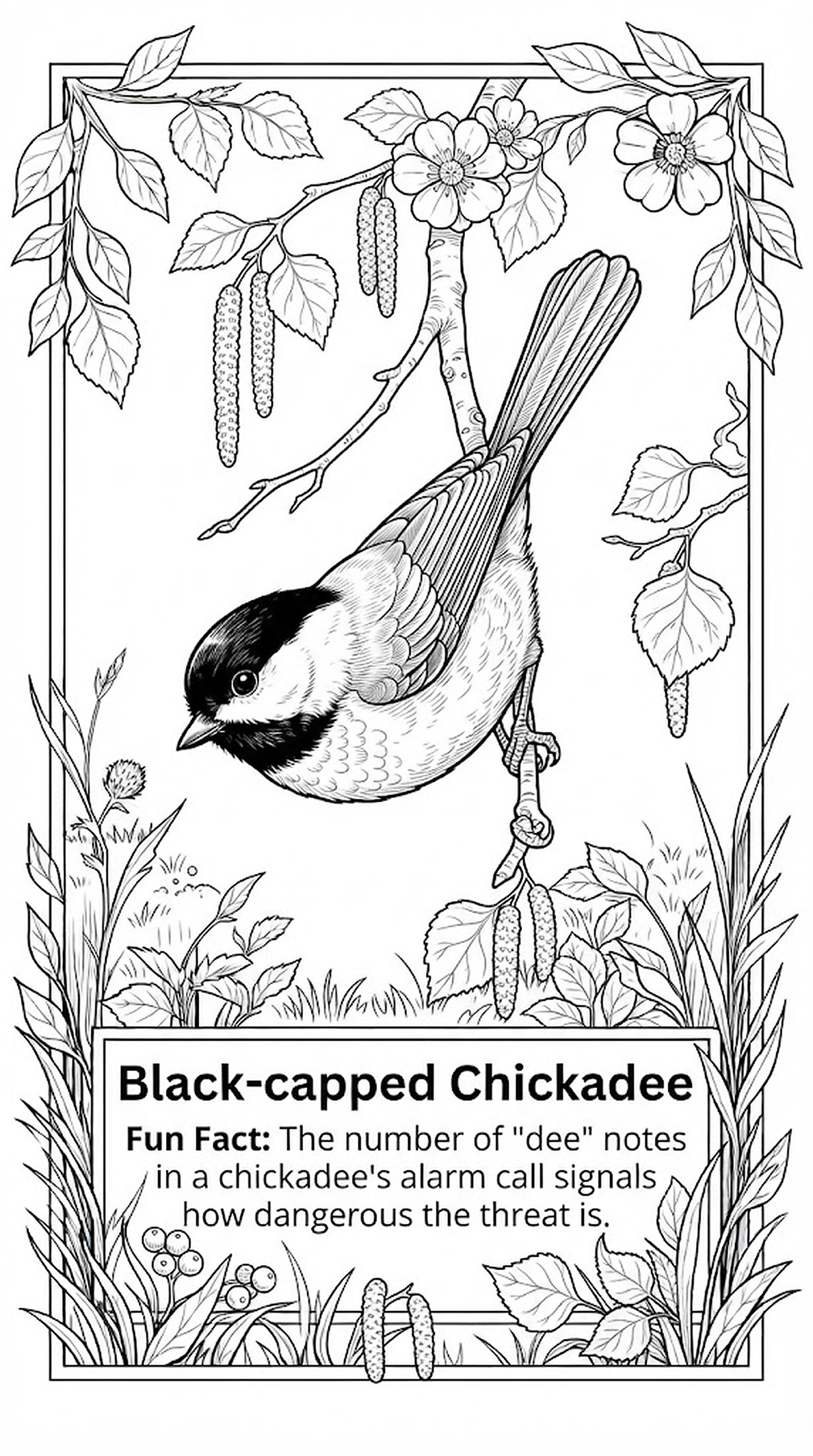 Black-capped Chickadee coloring page