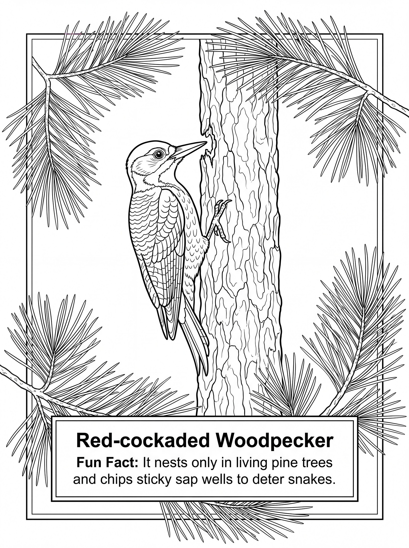 Red-cockaded Woodpecker coloring page