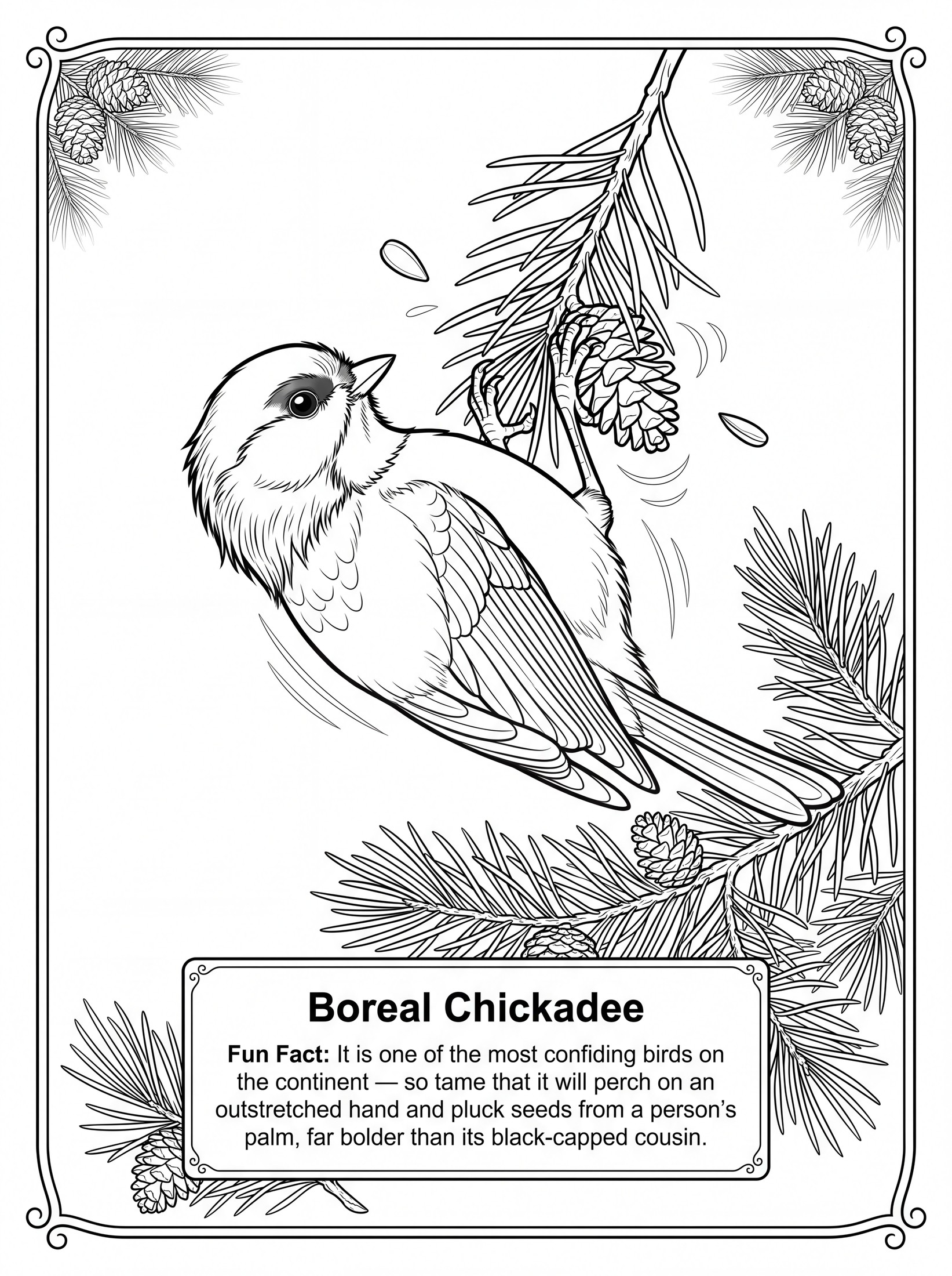 Boreal Chickadee coloring page