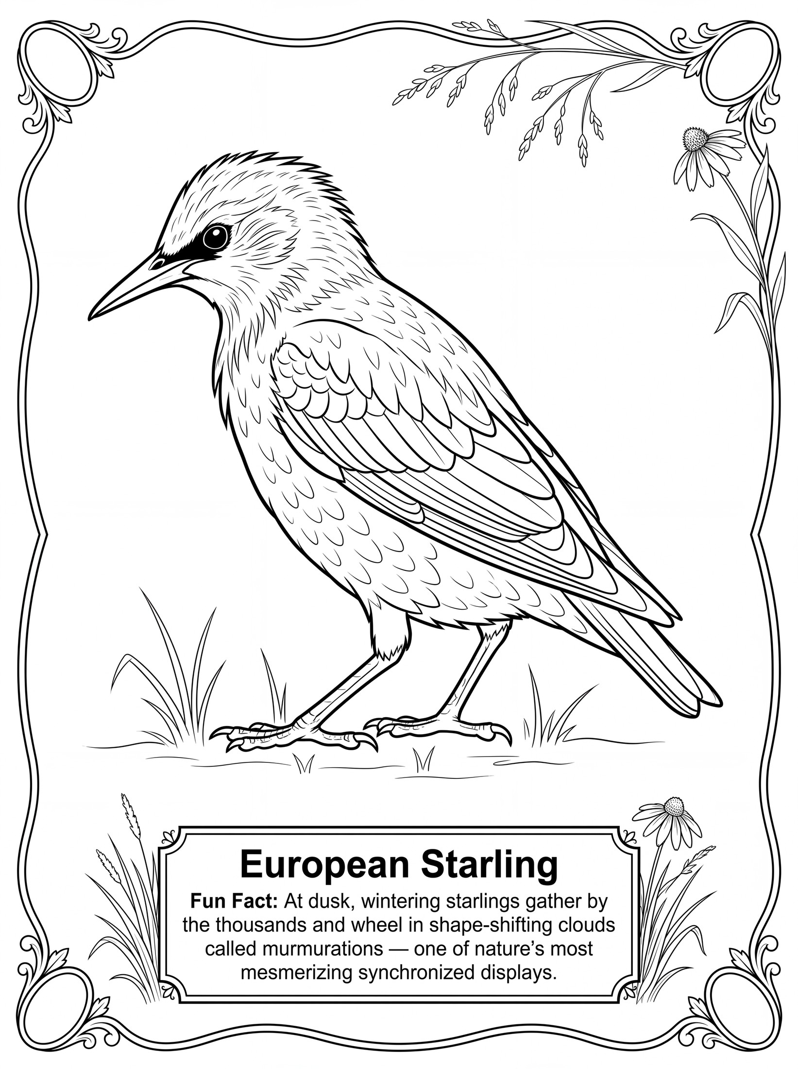 European Starling coloring page