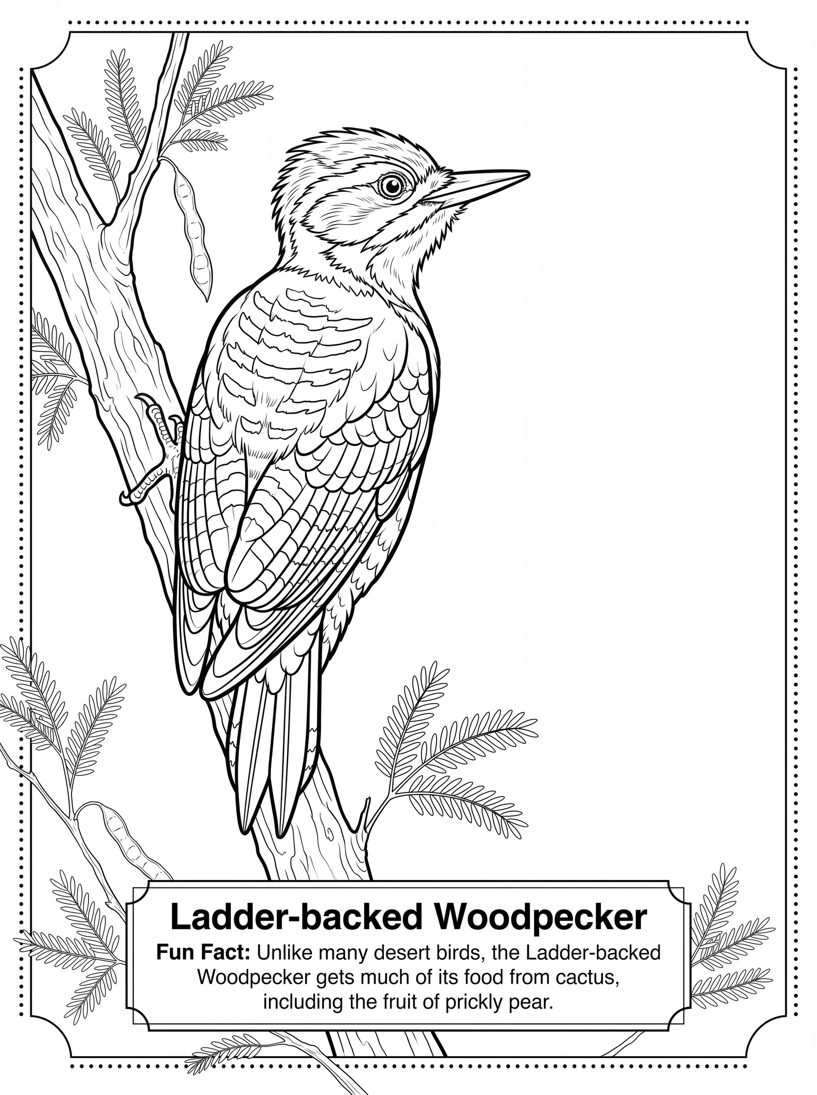 Ladder-backed Woodpecker coloring page